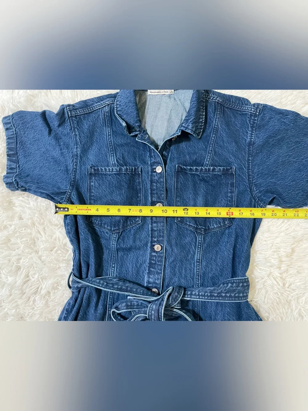 Abercrombie & Fitch Utility 90s Y2K Western Cowgirl Belted Denim Jean Dress L - Picture 8 of 13